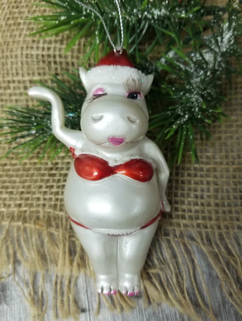 Saucy Winking Hippo Ornament